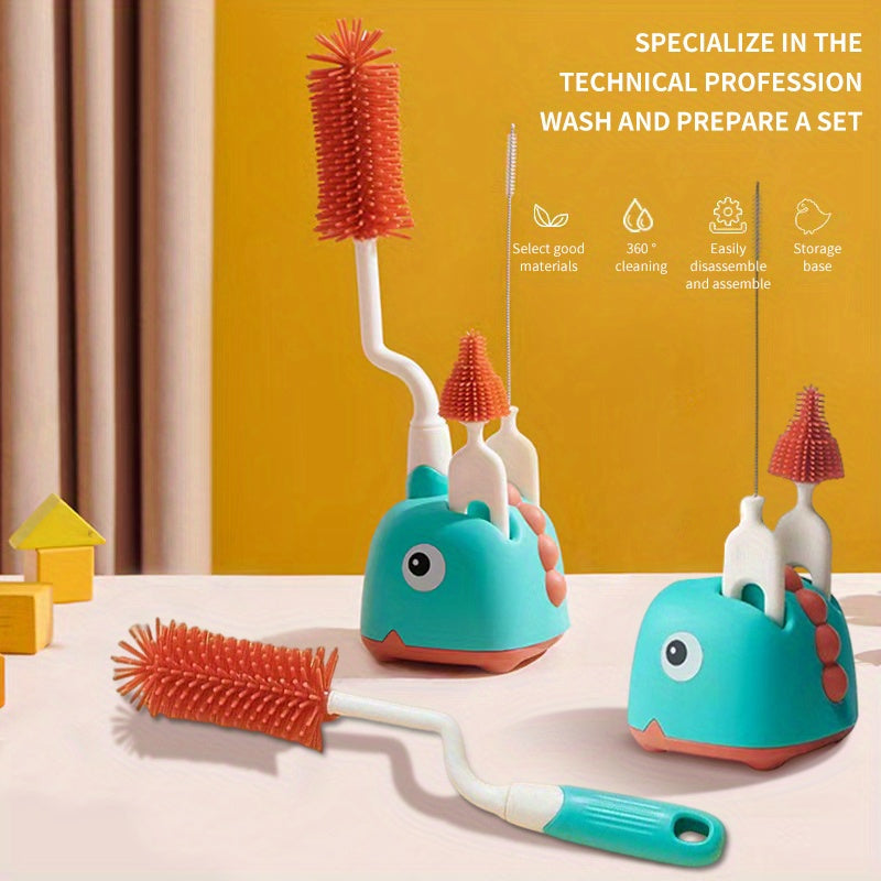 3pcs Silicone Baby Bottle Brush Cleaner 360 Degree Cleaning No Dead Corner