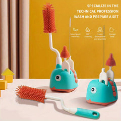 3pcs Silicone Baby Bottle Brush Cleaner 360 Degree Cleaning No Dead Corner