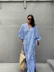 Leopard Print Bat Sleeve Beach Cover Up Dress