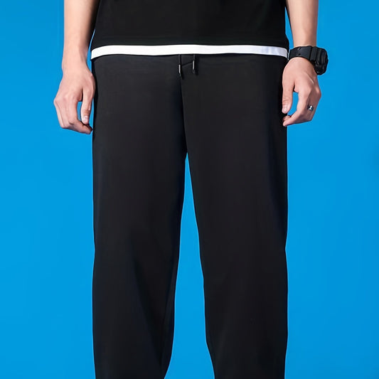 Men's Classic Cotton Blend Joggers Solid Drawstring Pants