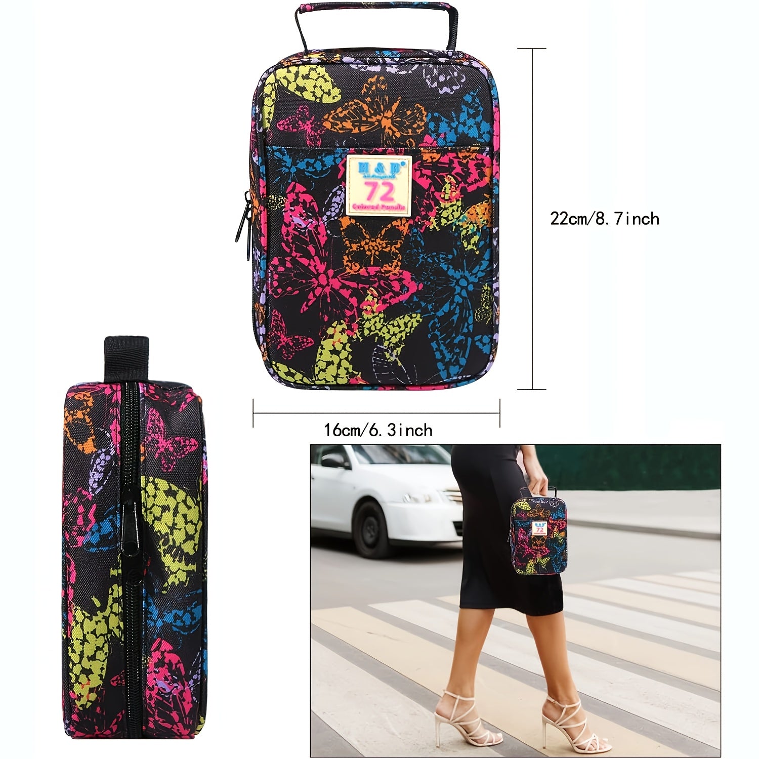 72 Colored Pencils Set with Floral & Butterfly Pouch