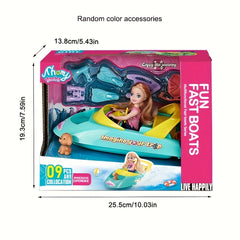 5 inch Doll Toy Set with Speedboat Accessories - Birthday Christmas Gift