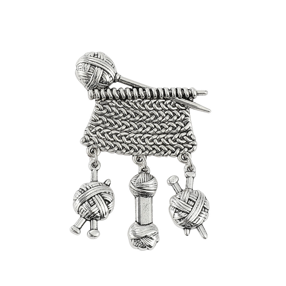 Retro Brooch Knitted Sweater Polished Yarn Ball Pendant Clothing Corsage
