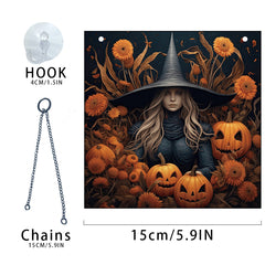 Halloween Acrylic Window Hangings Pumpkin Witch Painted Glass Hanging