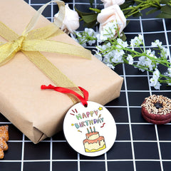 10pcs Sublimation Round Ornament Blanks with Red Ribbon Double Sided