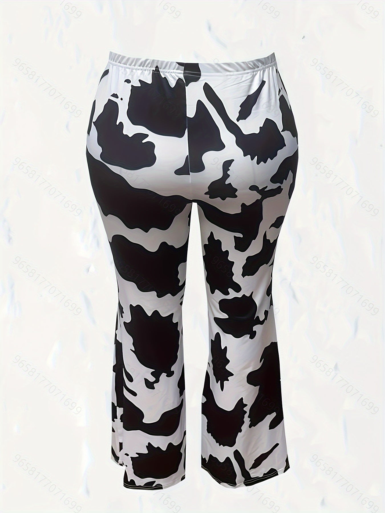 Women's Plus Cow Print Flared Leg Pants