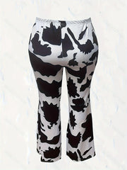 Women's Plus Cow Print Flared Leg Pants