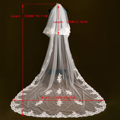 Romantic Double Layer Bridal Veil with Flowing Tails