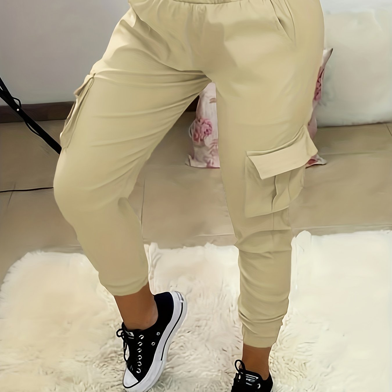  High Rise Cargo Jogger Pants with Pockets