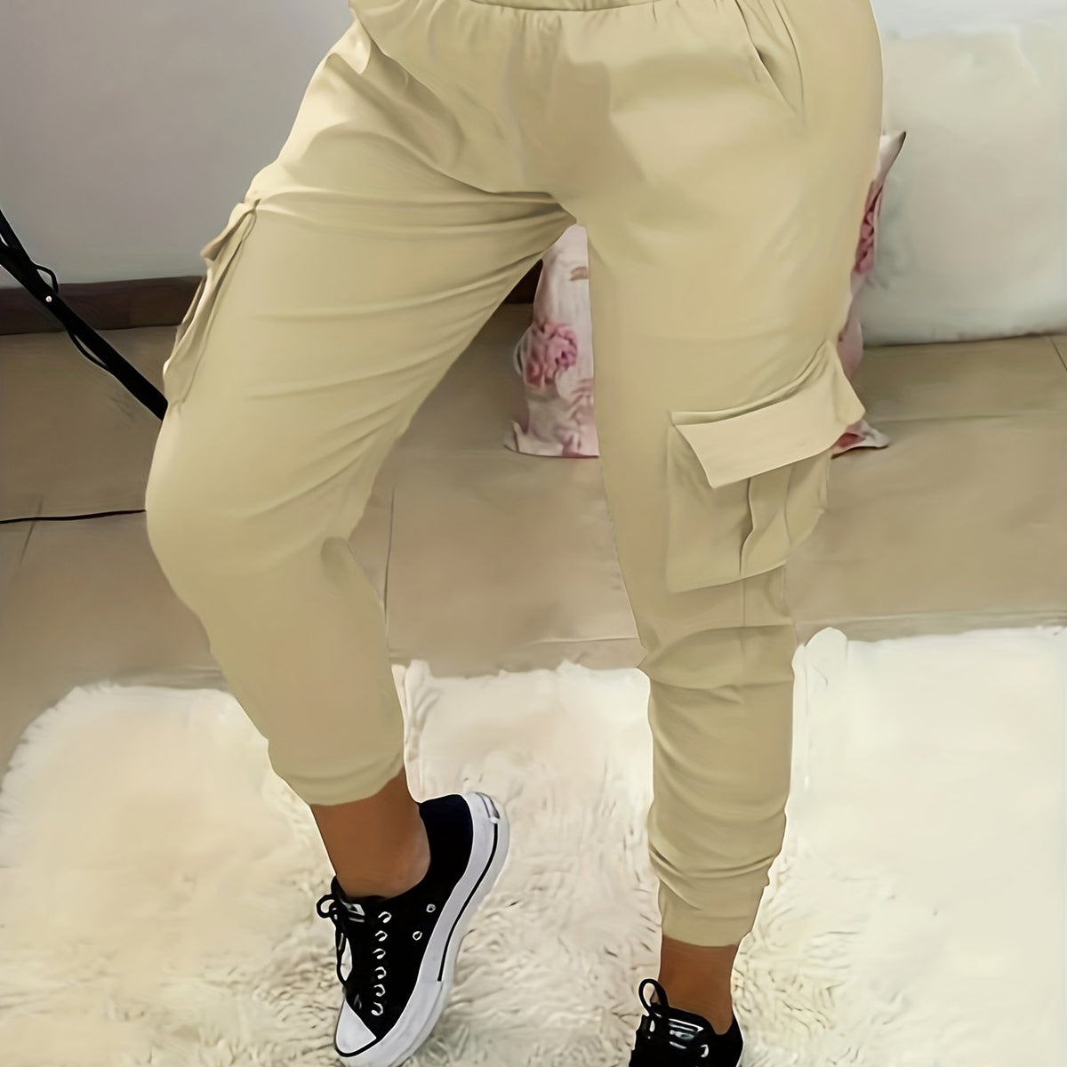  High Rise Cargo Jogger Pants with Pockets