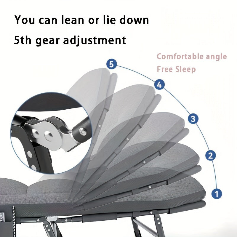 Portable Folding Bed Single Person Lounge Chair Office Travel