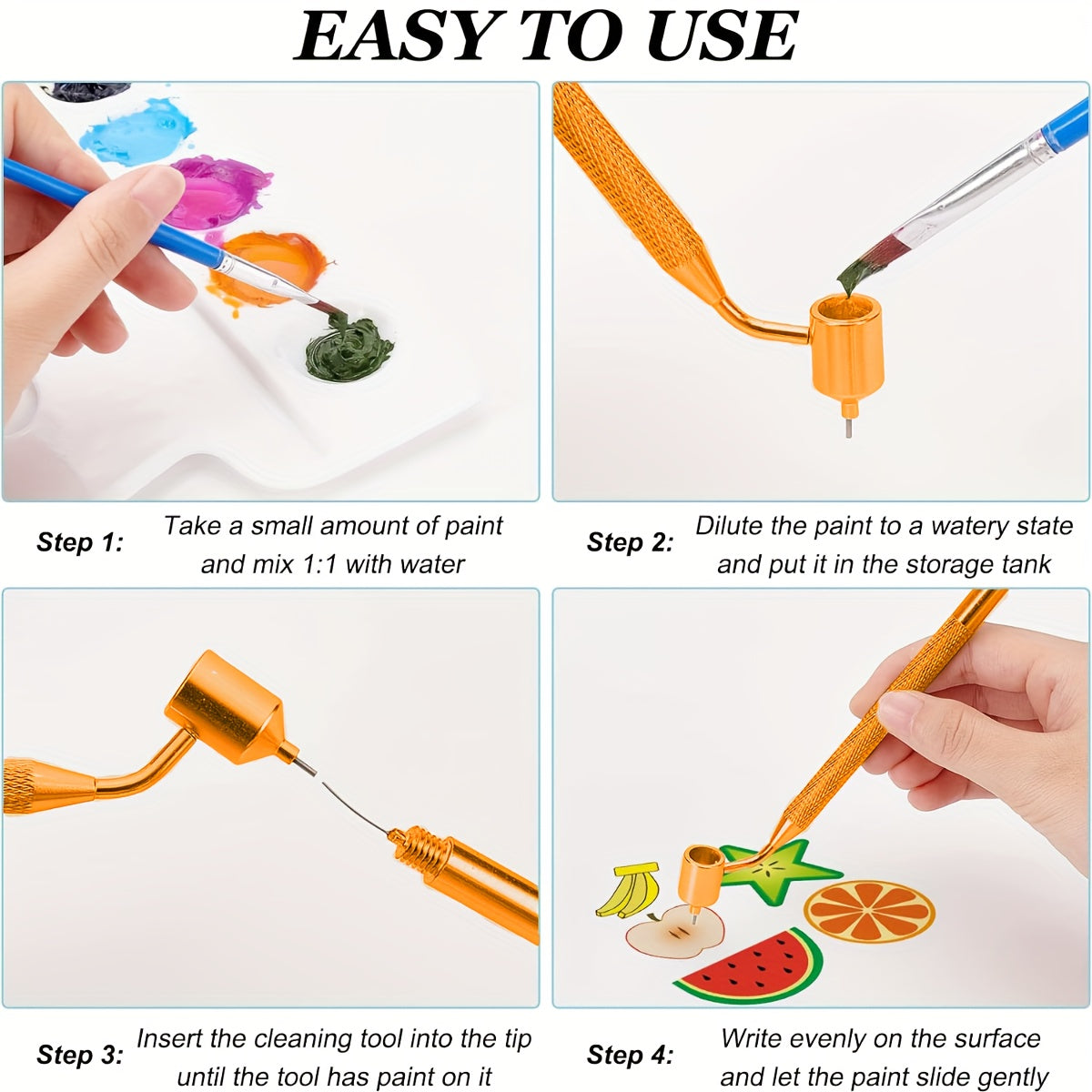 Golden Line Detailing Paintbrush Set 1 Piece Dowel Handle Aluminum Crafted