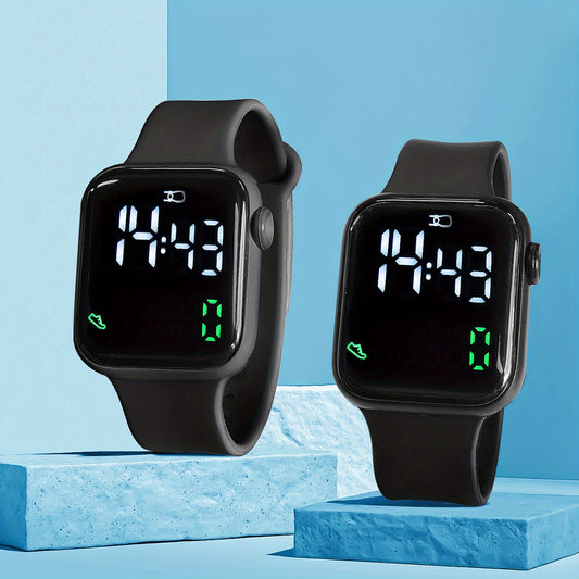 2pcs Girls Teens Pedometer LED Sports Watch