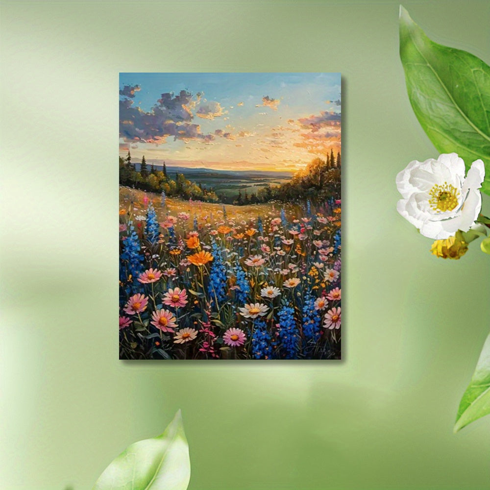 Little Daisy Bushes Under Clouds Acrylic Painting Kit