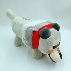 Gray Wolf Plush Toy with Red Bow Soft Stuffed Animal