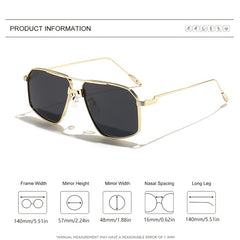 Men's Square Metal Sunglasses Gradient Sun Glasses Large Frame