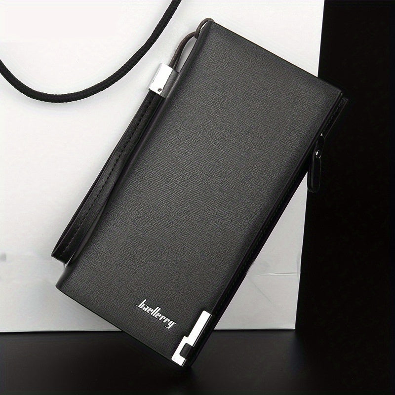 Men's Leather Zipper Handbag Long Wallet Clutch Bag Phone Bag
