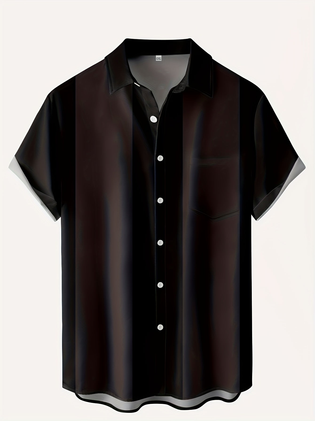 Men's Casual Wide Stripe Short Sleeve Shirt With Chest Pocket