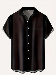 Men's Casual Wide Stripe Short Sleeve Shirt With Chest Pocket