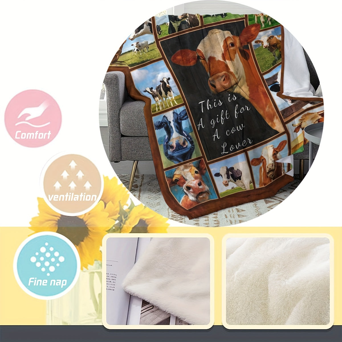 Cow Printed Blanket Soft And Comfortable Throw Blanket Home & Outdoor