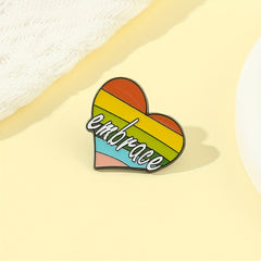 Rainbow Heart Enamel Brooch for Bags Jackets Hats Scarves Pants