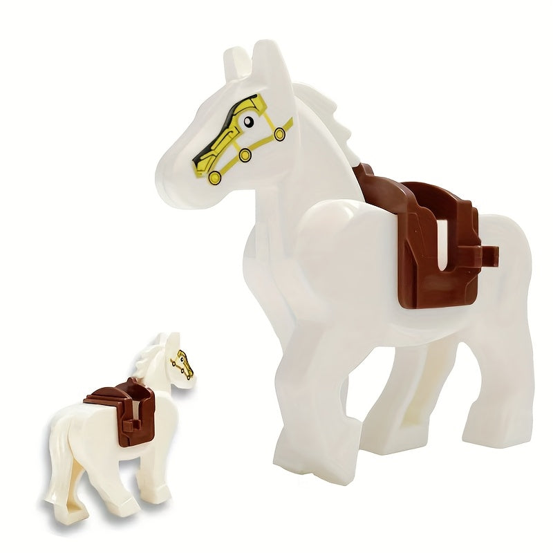 Military Vehicle Building Block Warhorse with Saddle Toy