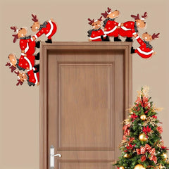 Christmas Santa & Reindeer Wooden Door Frame Decor