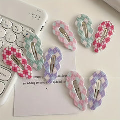 Plaid Snap Clip Wavy Hair Clip For Side Hair Bangs