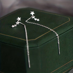 Long Chain Tassel Star Earrings Copper Zircon Jewelry Gift