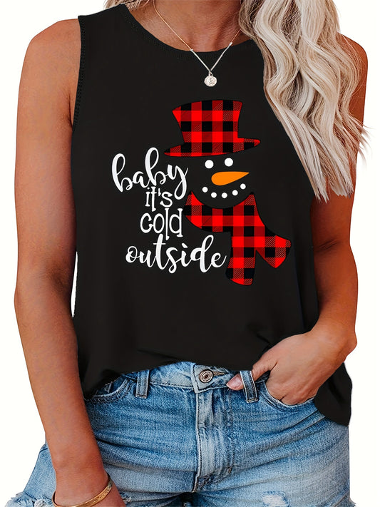  Christmas Casual Tank Top Women's Plus Graphic & Slogan Print