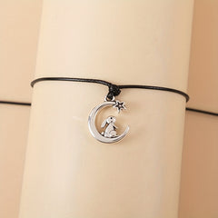 Rabbit Moon Braided Bracelet Adjustable Hand Jewelry Decor 1 Pc