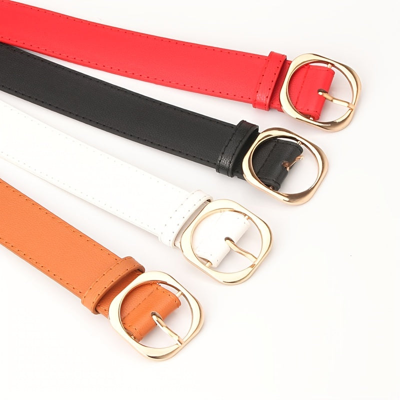 Round Buckle Belt Women Casual Dress Belt Leather Belt Waistbands