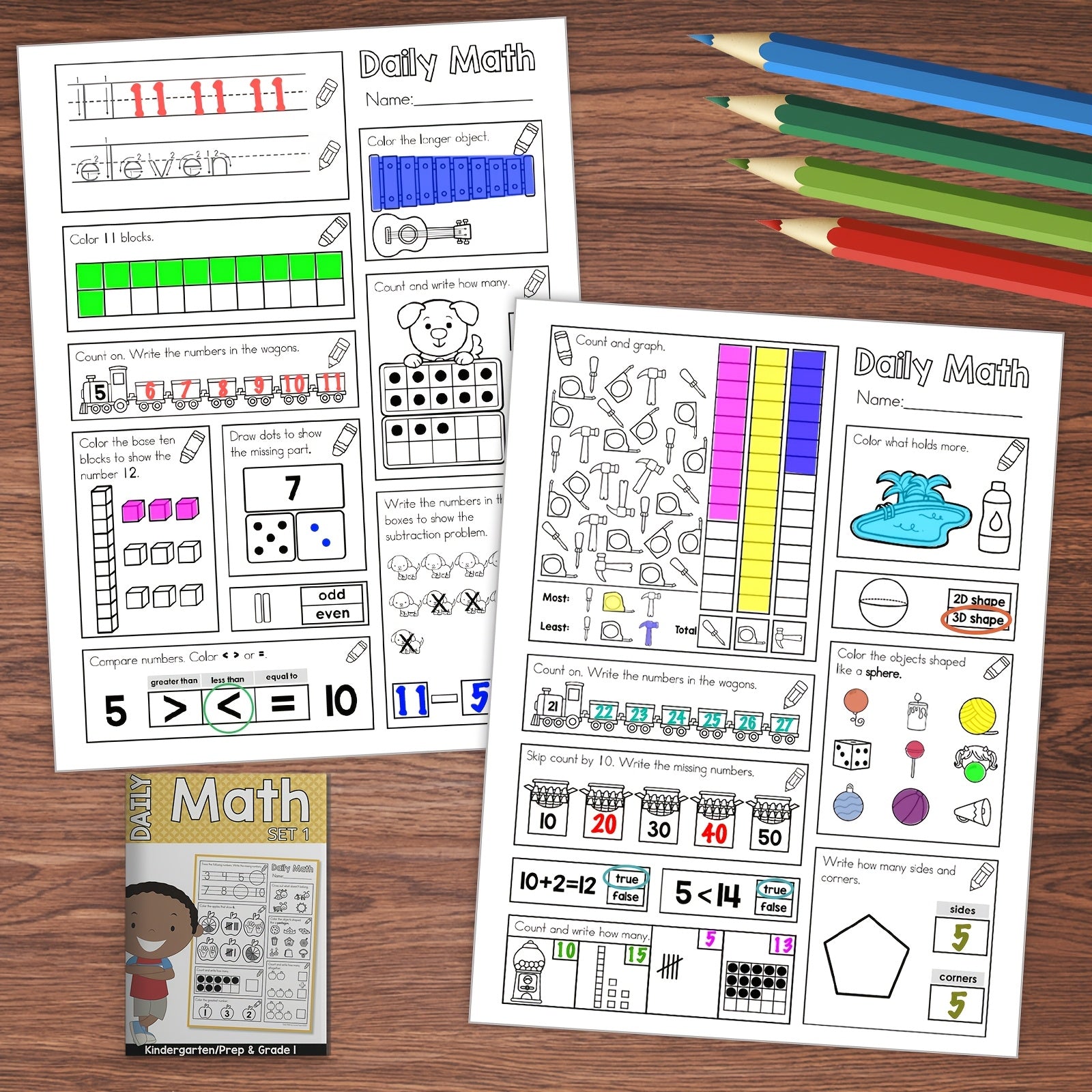 Kindergarten Daily Math Set - 4 Sets for Homeschooling & Classrooms