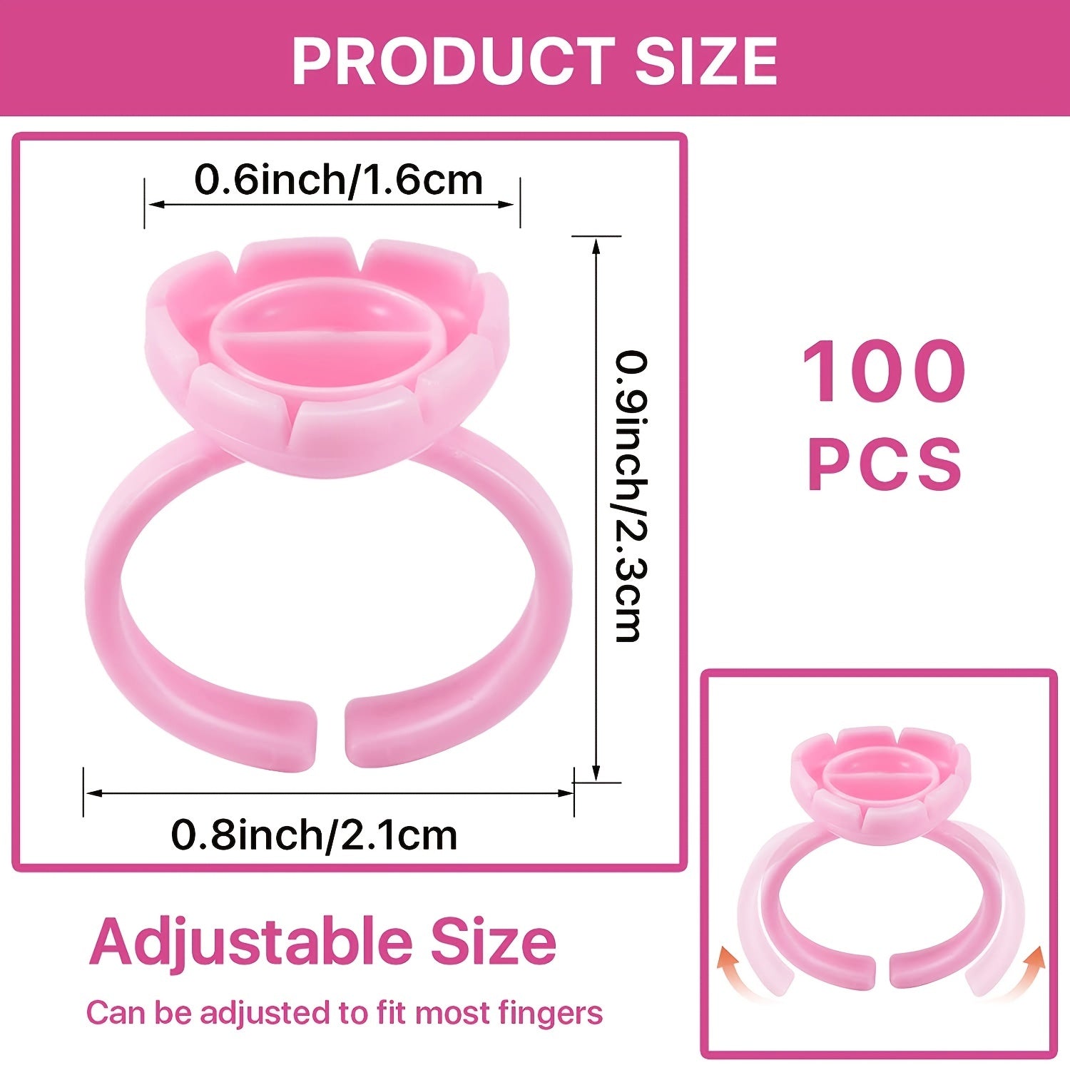 100 pcs Smart Glue Ring Cups for Eyelash Extensions