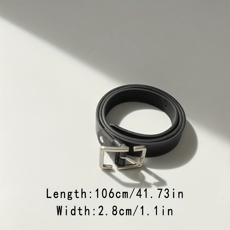 Rectangular Pin Buckle PU Leather Belt for Women