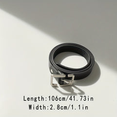Rectangular Pin Buckle PU Leather Belt for Women