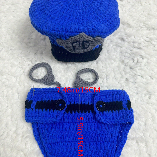 Newborn Policeman Hat & Shorts Set for Photoshoot
