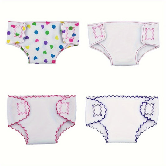 4pcs Newborn Doll Underwear 43cm Doll Clothes & Diapers Accessories Multicolored