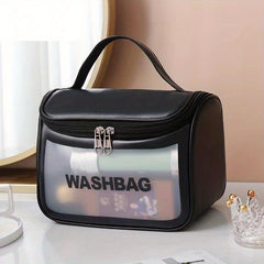 Large PVC Translucent Clamshell Makeup Bag Travel Toiletry Bag