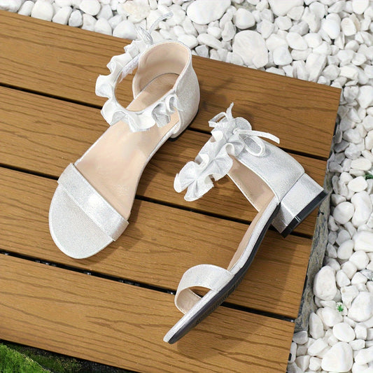 Girls Open Toe Chunky Heeled Sandals Breathable Non-slip Sandals
