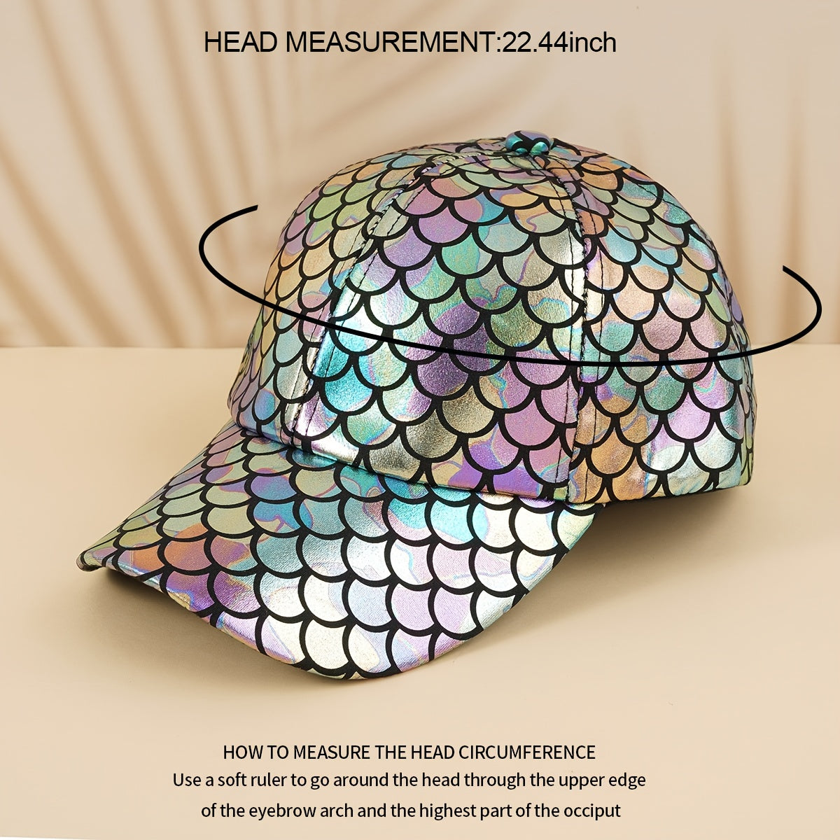 Mermaid Sequin Baseball Cap Colorful Fish Scales Print Unisex Streetwear Hat