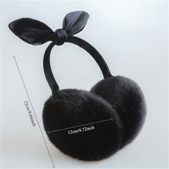 Faux Fur Bunny Ears Earmuffs with Bowknot for Women