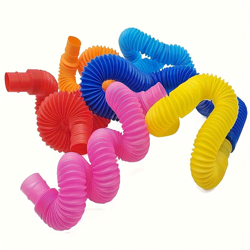 4pcs Stretching Tubes Relax Tension Toy Party Gift Green Red Pink Random