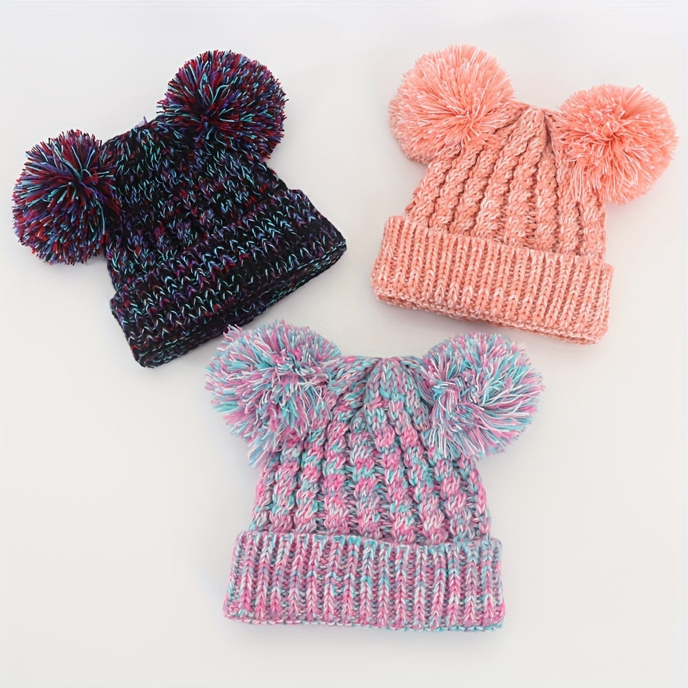 Children's Wool Ball Windproof Knitted Hat for Winter