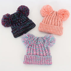 Children's Wool Ball Windproof Knitted Hat for Winter