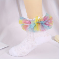 Girls Colorful Mesh Ankle Socks Breathable Comfortable Princess Socks