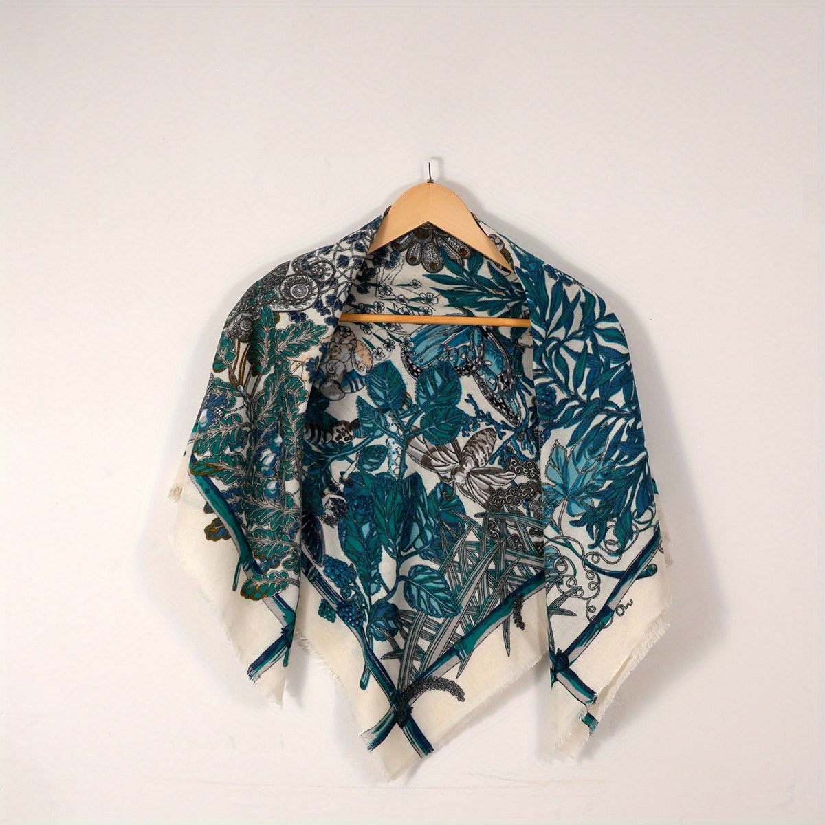 Vintage Floral Print Square Scarf Tassel Shawl Casual Windproof Head Wrap