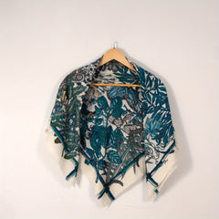 Vintage Floral Print Square Scarf Tassel Shawl Casual Windproof Head Wrap