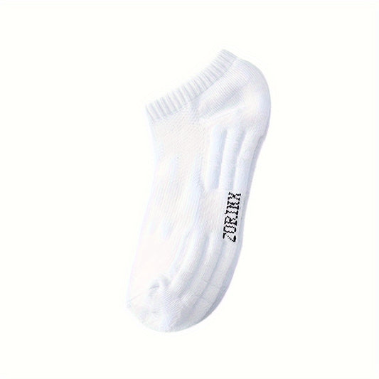 5 Pairs Men's Sports Crew Socks, Breathable Basketball Socks