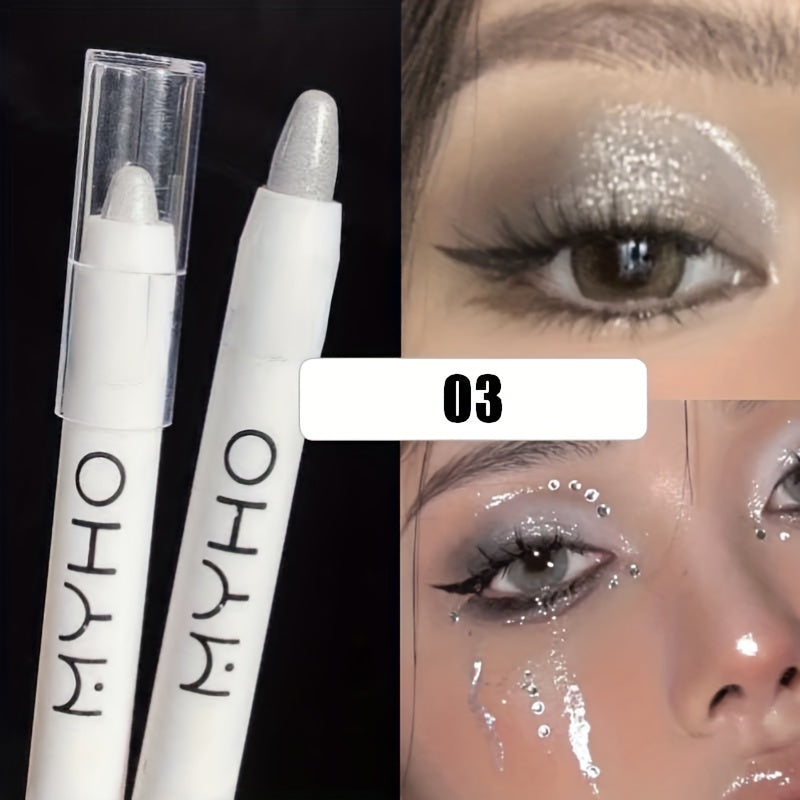 Glitter Highlighter Pen Waterproof Silver Diamond Brighten Eyeshadow Stick